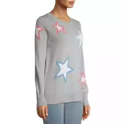 Time And Tru Sweater Womens Size Large Gray Star Print Crewneck Long Sleeve • $4.99