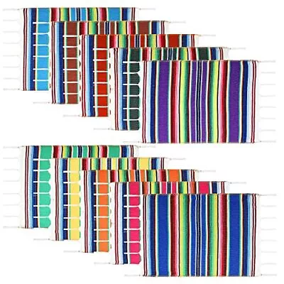 Pieces Mexican Table Place Mats Assorted Mexican Serape 10 Multicolored • $35.47