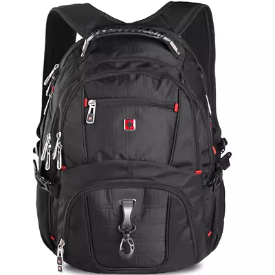 Swiss 16 Inch Waterproof Laptop Backpack Durable Travel & School Bag 35L Black • $94.80