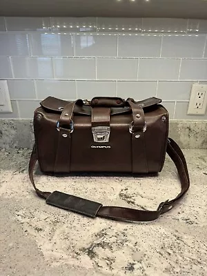 Vintage Olympus Leather Camera Compartment Case Bag Brown • $55