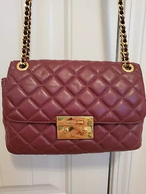 Michael Kors Sloan Large Plum Chain Quilted Leather Bag • $94.99