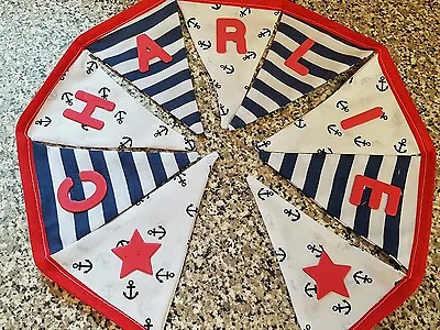 Personalised Bunting-nautical Anchors Pirate- Blue & Red-£1 Per Flag Free P&p • £1