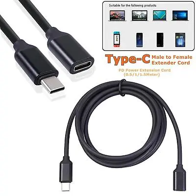 $3.55 • Buy Type C Male To Female PD Charging USB C Extension Cable Extender New Sync 