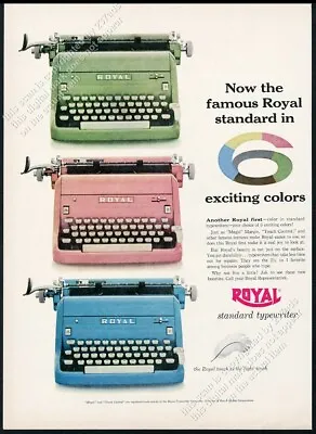 1955 Royal Typewriter Green Pink Blue Color Photo Vintage Print Ad • $9.99