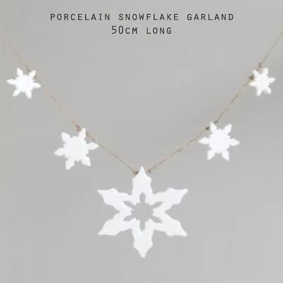 East Of India Porcelain Snowflake Christmas Garland East Of India • £12.99