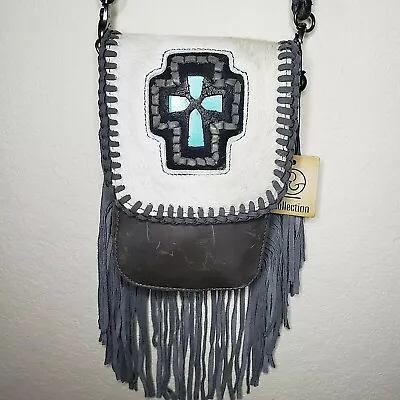 New P & G Collection Western Women's Handbag Purse Leather Tassels & Cross (C3) • $34.99