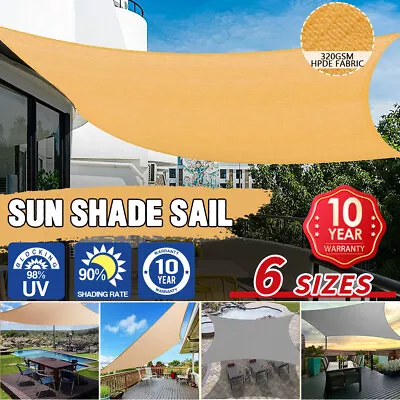 $58.51 • Buy 320GSM Sun Shade Sail Cloth Canopy Outdoor Awning Rectangle Square Grey Sand