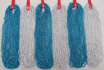 Mardi Gras Beads Sky Blue Silver 6 Dozen School Parade Party Shower 72 Necklaces • $15.99