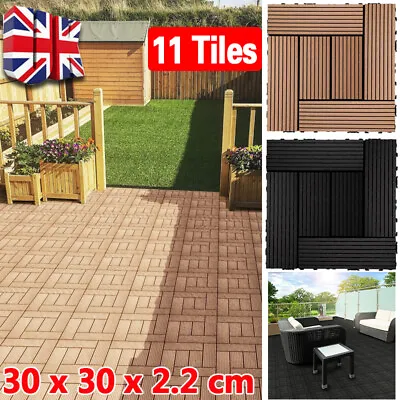 11x Interlocking Decking Tiles WPC Garden Patio Balcony Composite Floor 30x30cm • £24.59