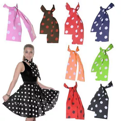 New Adults Polka Dot Fancy Dress Head Or Neck Scarf  50's Grease Only Neck Tie • £3.49