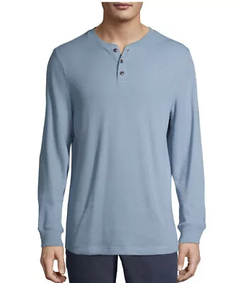 Men's George Casual Light Blue  L / S  Henley Thermal Shirt Sz Large ~ Soft • $17.99