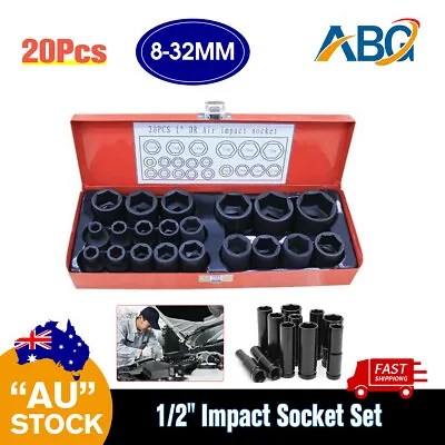 $45.99 • Buy 20Pc 1/2  Air Impact Sockets Set Metric Workshop Tools Kit  Drive Garage 8-32mm