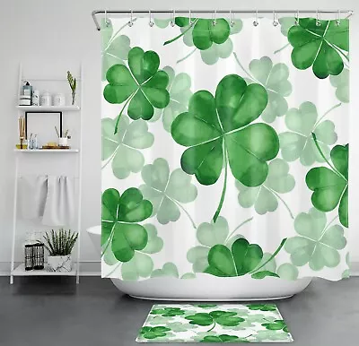 Green Clover Ireland Shower Curtain Bathroom Accessories Set • $9.99