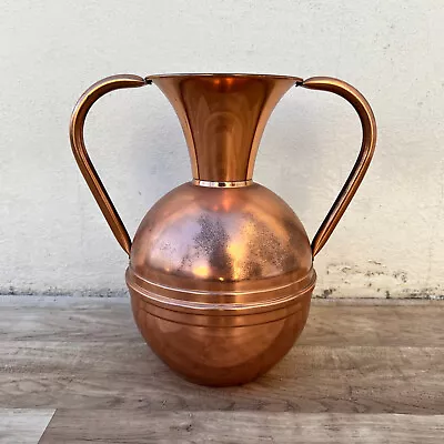 Vintage French Villedieu Copper  Flower Vase Pitcher Stamped 12  26052227 • $89