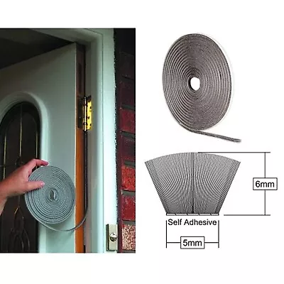 Grey Stormguard Draught Excluder Self Adhesive Brush Pile Tape Weather Strip 5m • £5.49