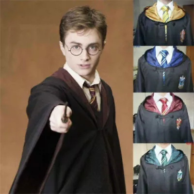 Harry Potter Cloak Gryffindor Slytherin Ravenclaw Hufflepuff Cos Robe +Tie Scarf • $32.98