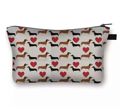 Dachshund Dog Pattern Makeup Bag Cosmetic Bag Storage Pouch Pencil Case. • $15.95