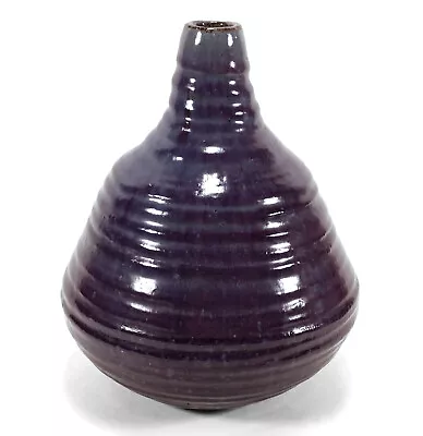 Modernist Vintage Hand Thrown Purple Glaze Studio Art Pottery Weed Pot Vase • $49.99