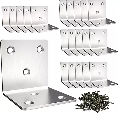 Stainless Steel L Bracket Silver  90 Degree Small Corner Bracket 2  Right Angl • $26.57