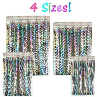 5X9  6X10 8.5X12 9.5X13   Holographic Bubble Mailers Metallic Padded Envelope • $17.95