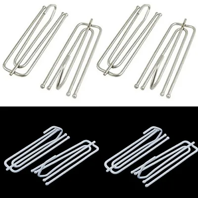 $12.30 • Buy Metal Curtain Pinch Pleat Hooks Deep Prong Hook Hanging Curtain Clips Tape Pins