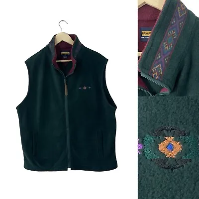 Panhandle Slim Medium Fleece Vest Southwestern Aztec Western Zip Green Mens • $29.99