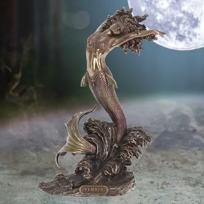 Yemaya Goddess Of Water Figurine Bronze Mermaid Ocean Ornament Fantasy Nemesis • £62.99