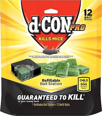 D-Con Corner Fit Mouse Poison Bait Station With 1 Station & 12 Refill Baits- 3PK • $25.50