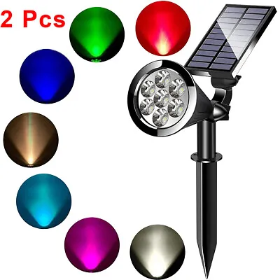 2X 7LED Solar Spot Lights Wall Outdoor Garden Yard Lamp Security Walkway Lights • £9.99