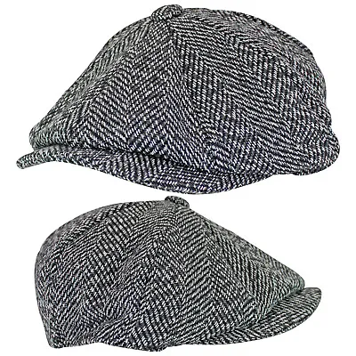 Mens Herringbone 8 Panel Thinsulate Lined Winter Wool Gatsby Newsboy Hat Cap • $17.99