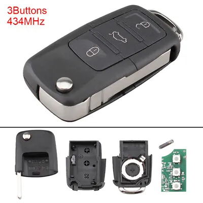 $11.37 • Buy 3 Button Remote Key Fob ID48 Chip Fit For VW Golf Passat B5 B6 Polo Skoda Beetle