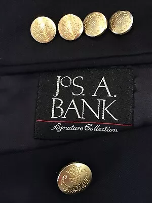 Jos A Bank Mens Navy Blue Gold Crest Buttons  Sport Coat Jacket Blazer Size 44r • $59.99