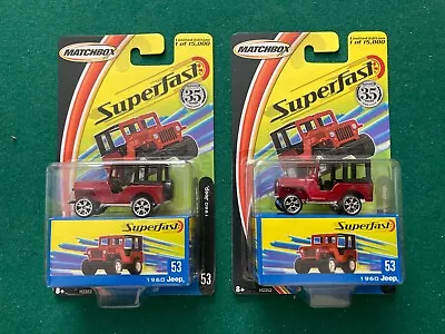 Matchbox Superfast No. 53 1960 Jeep - 2004 35th Anniversary   X 2 • $14.39