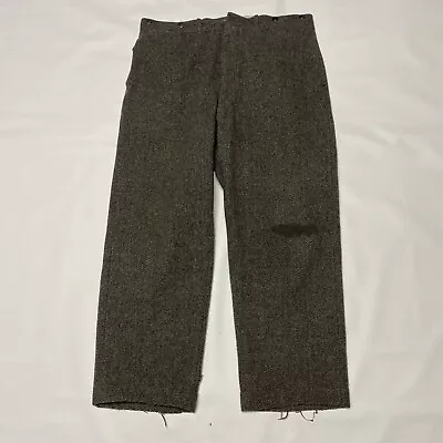 VINTAGE WOOLRICH Salt N Pepper 38 X 29 Wool HUNTING Malone Wool Grey Pants • $89.99