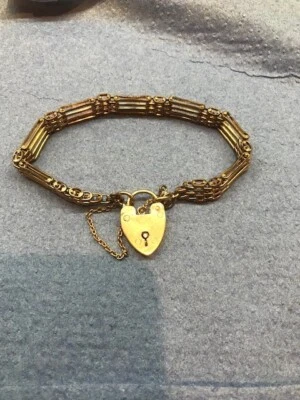 £425 • Buy 9ct GOLD GATE BRACELET 375 ; LADIES 4 BAR GATE STYLE EXCELLENT CONDITION 20cm