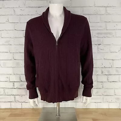 Banana Republic Men's Large Cardigan Jacket Long Sleeve Burgundy Full Zip Shawl • $27.99