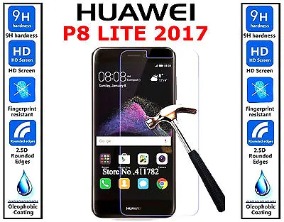 Genuine 100% TEMPERED GLASS Ultra HD Screen Protector For Huawei P8 Lite 2017 • £3.28