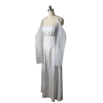 VINTAGE Medieval Renaissance Style Maxi Dress In Silver • £56.93