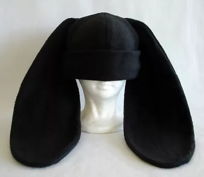 Long Ear BUNNY Rabbit HAT Beanie SOLID BLACK Anime Cosplay Easter HALLOWEEN • $28.99