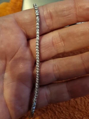 £0.99 • Buy Stunning 925 Sterling Silver Cubic Zirconia Bracelet Unusual Unique 8 Inch Lot D