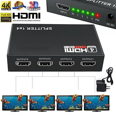 4 Port HDMI-Compatible 4K Hub Multi Splitter & Amplifier For HDTV 1X4 1 In 4 Out • $11.88