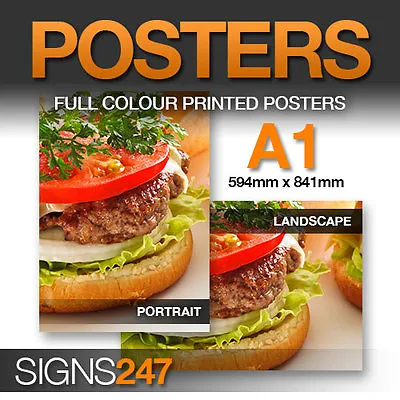 A1 Full Colour GLOSS Poster Printing Service - A3 A2 A0 Available - FREE-P&P! • £9.85