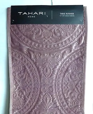 New TAHARI Velvet Quilted TABLE RUNNER Lavender Medallion 14  X 90  • $42