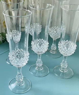 £28.95 • Buy 6 X Vintage Cristal D'arques Longchamp Champagne Flutes  Glasses France
