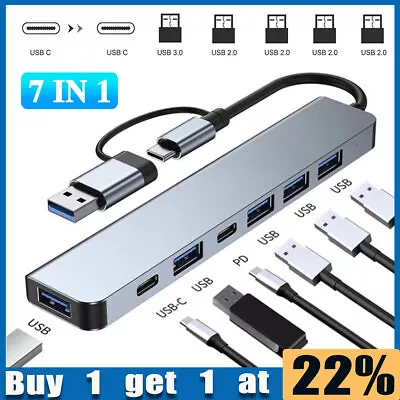 7in1 Multiport Adapter Hub Type C To USB 3.0 Dock Splitter For Macbook Pro Air • £6.48