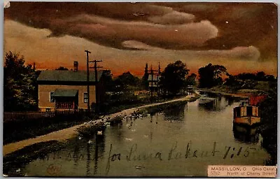 Postcard Massillon Ohio; Ohio Canal North Of Cherry Street Fb • $34.95