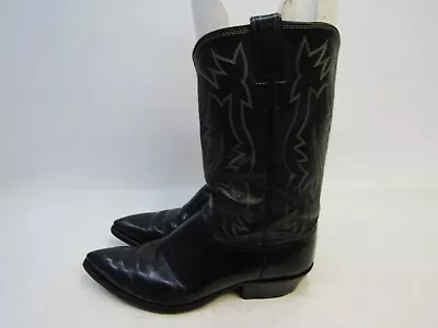 JUSTIN Mens Size 10.5 D Black Leather Cowboy Western Boots • $57.99