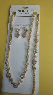 £15 • Buy INFINITE CLASSIC - Quality THREE Piece Gold Tone Jewellery Set Floral Design