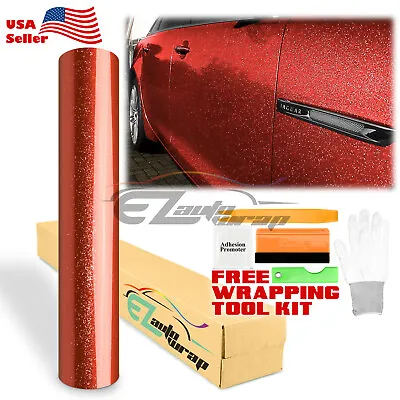 Gloss Glitter Red Metallic Sparkle Car Vinyl Wrap Sticker Bubble Free Film Sheet • $4.99