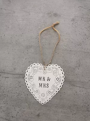 Mr And & Mrs Metal Cut Out Sign White Wedding Bridal Hen Party Venue Bride To Be • £4